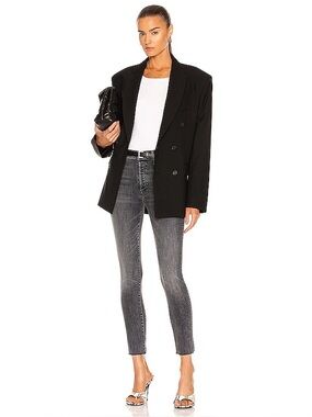 MOTHER The Stunner Ankle Fray Skinny Jeans Friday the 13th Washed Black Denim 27
